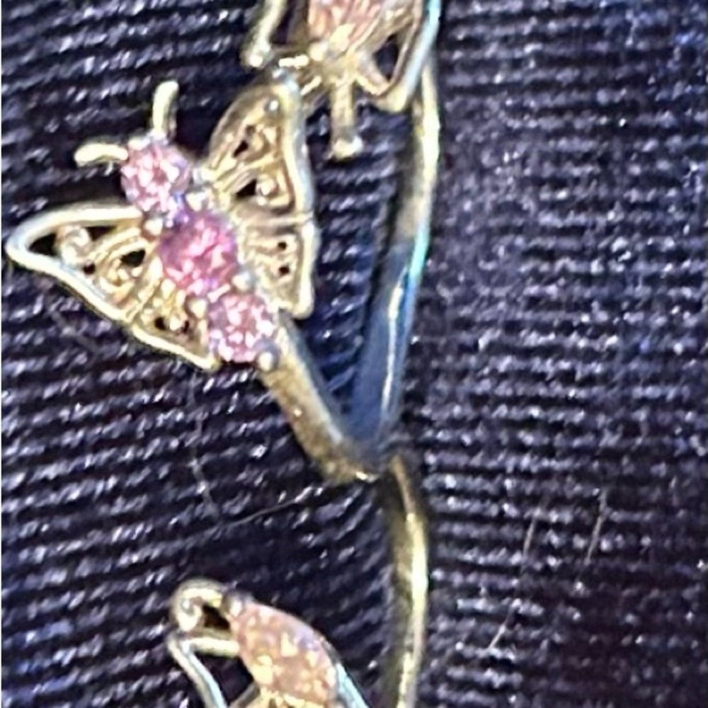 Silver Adjustable Butterfly Ring with Stone Accents by Karis
